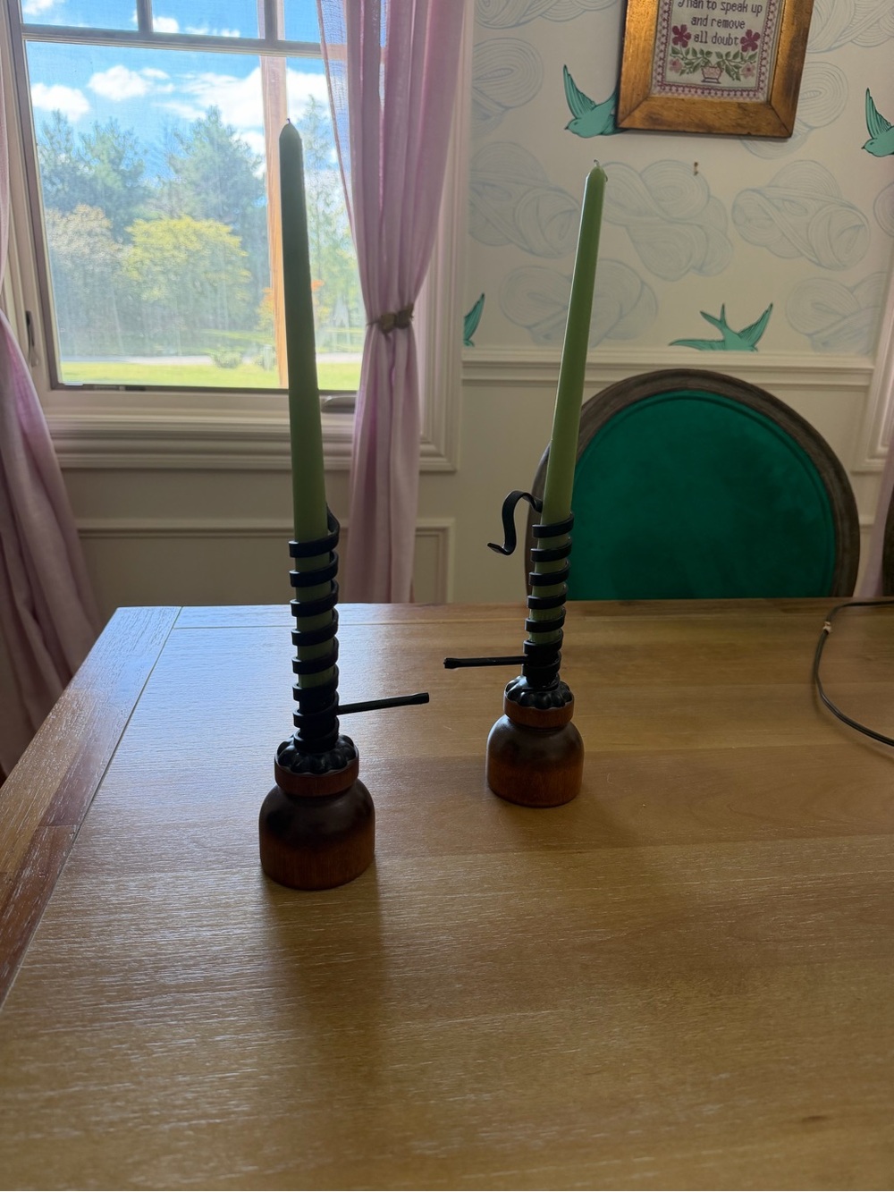 Vintage Handcrafted Wooden courting candles